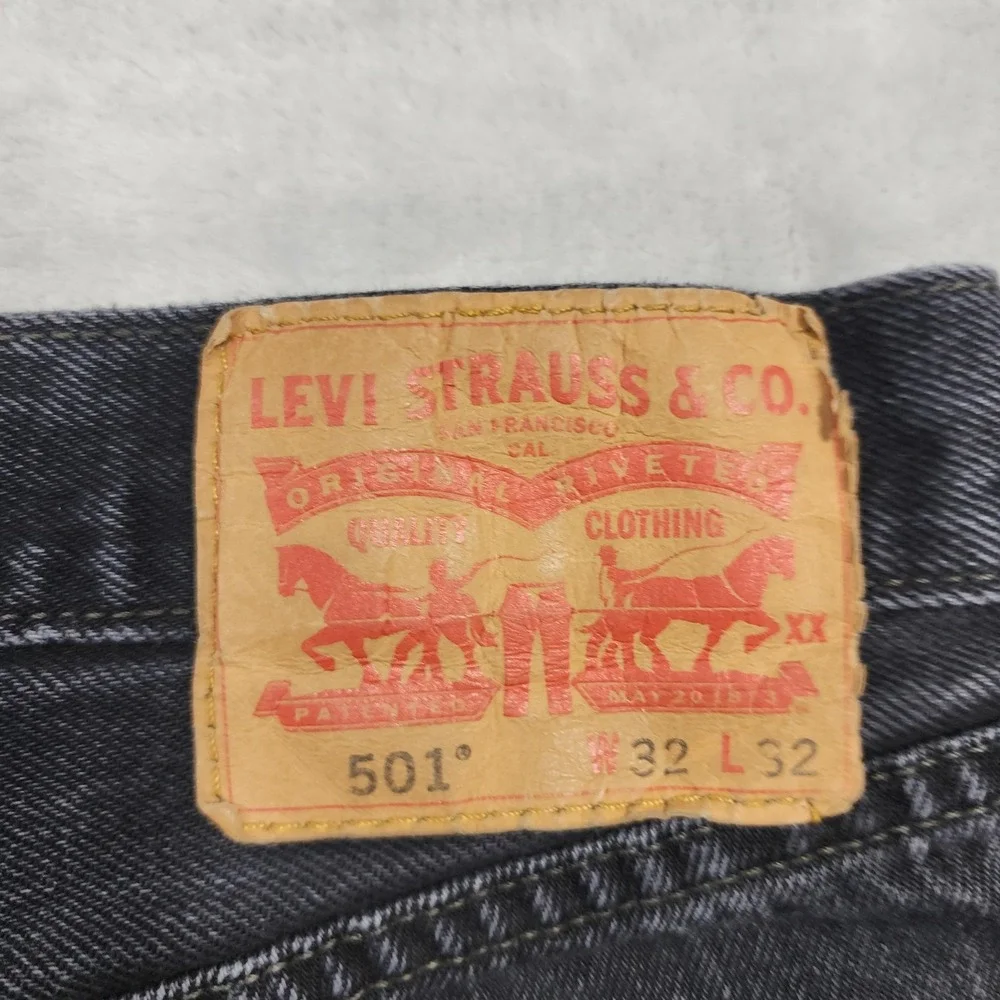 Levi's 501 Jeans Mens 32x30* Black Charcoal Wash Button Fly Straight Leg Denim